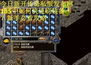 今日新开传奇私服发布网185中如何快速刷装备？新手必看攻略